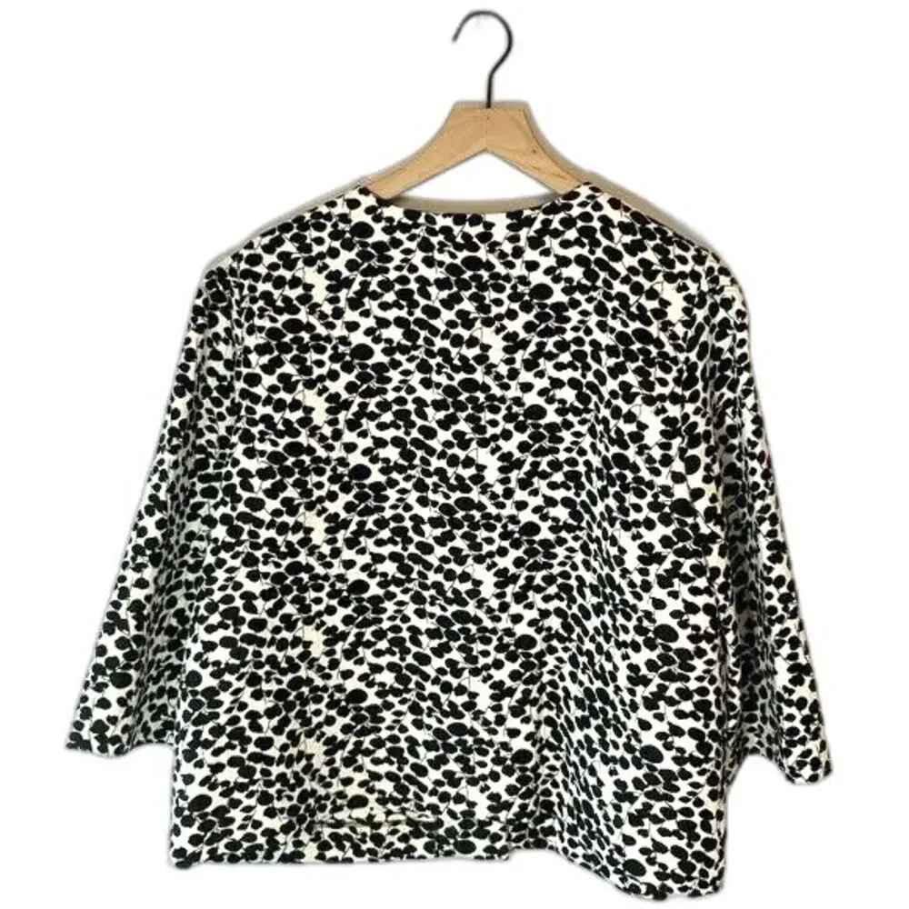 RQT Women’s Button Front Jacket Black White Polka Dot Abstract Artsy Chic L